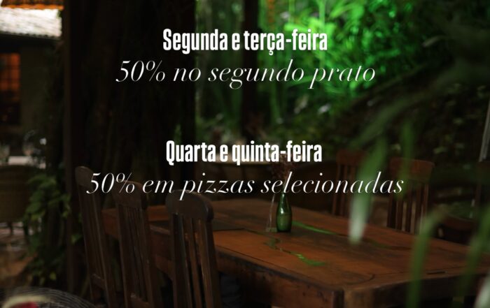 De segunda a terça, o segundo prato é o convite perfeito — com 50%. De quarta a quinta, nossas pizzas selecionadas entram no mesmo clima. Escolha o dia, traga alguém especial e viva a experiência completa. Esperamos por você. 🍷 #restaurante #gastronomía