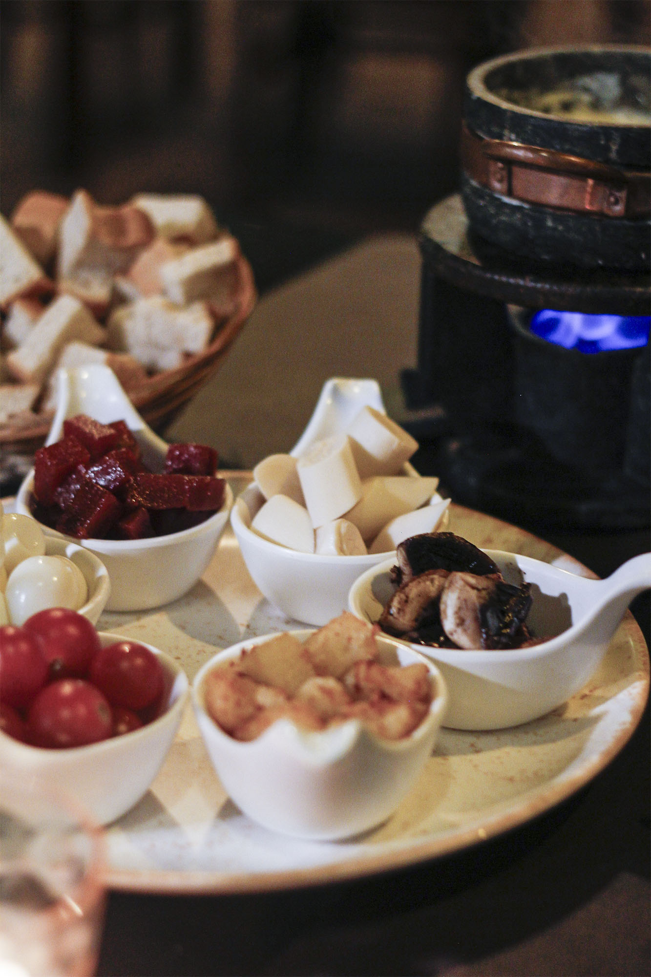Fondue de Queijo - acompanhamentos