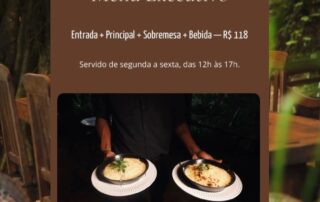 Almoço executivo Don Pascual Um menu completo para quem valoriza tempo e sabor: Entrada + prato principal + sobremesa + bebida por R$ 118 Segunda a sexta, das 12h às 17h.